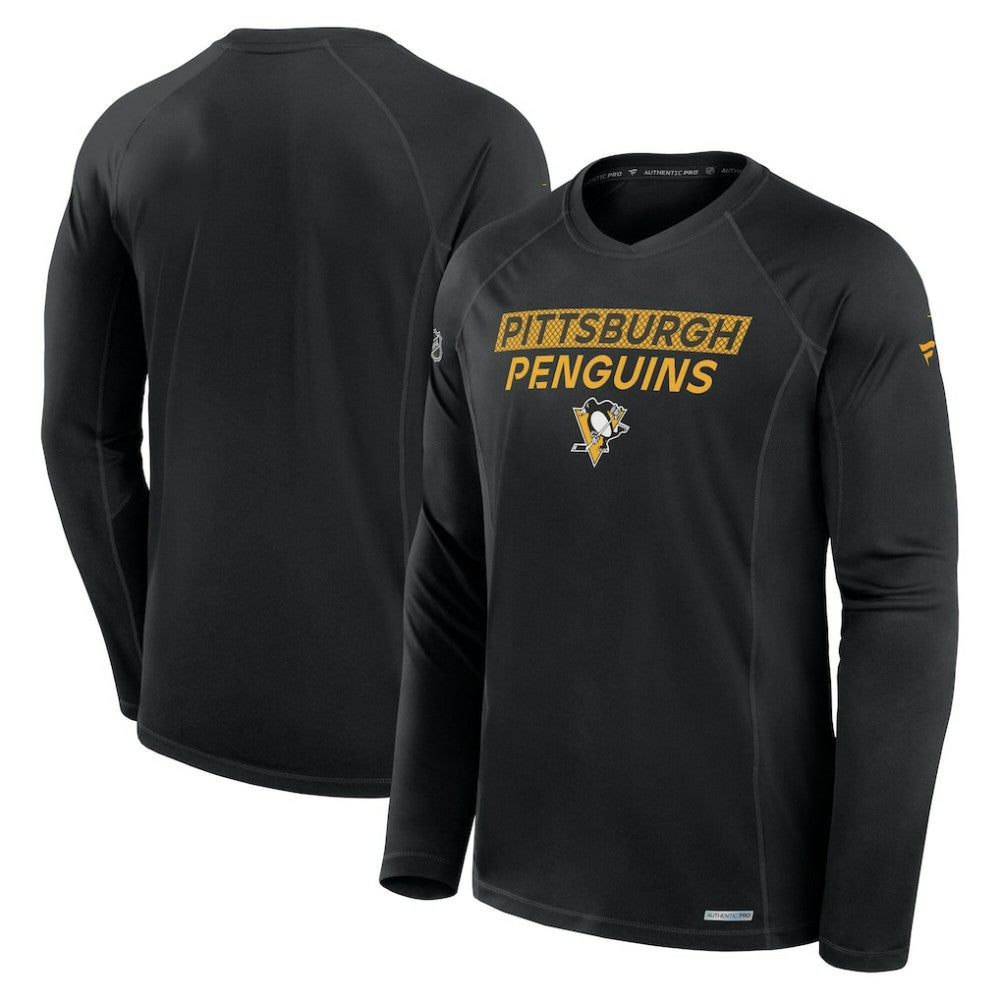 NHL Black Pittsburgh Penguins Fanatics Authentic Pro Rink Tech Long Sleeve T-Shirt