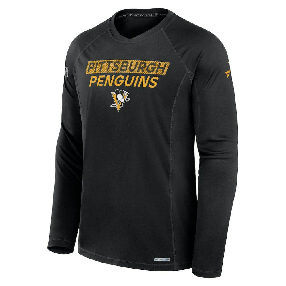NHL Black Pittsburgh Penguins Fanatics Authentic Pro Rink Tech Long Sleeve T-Shirt