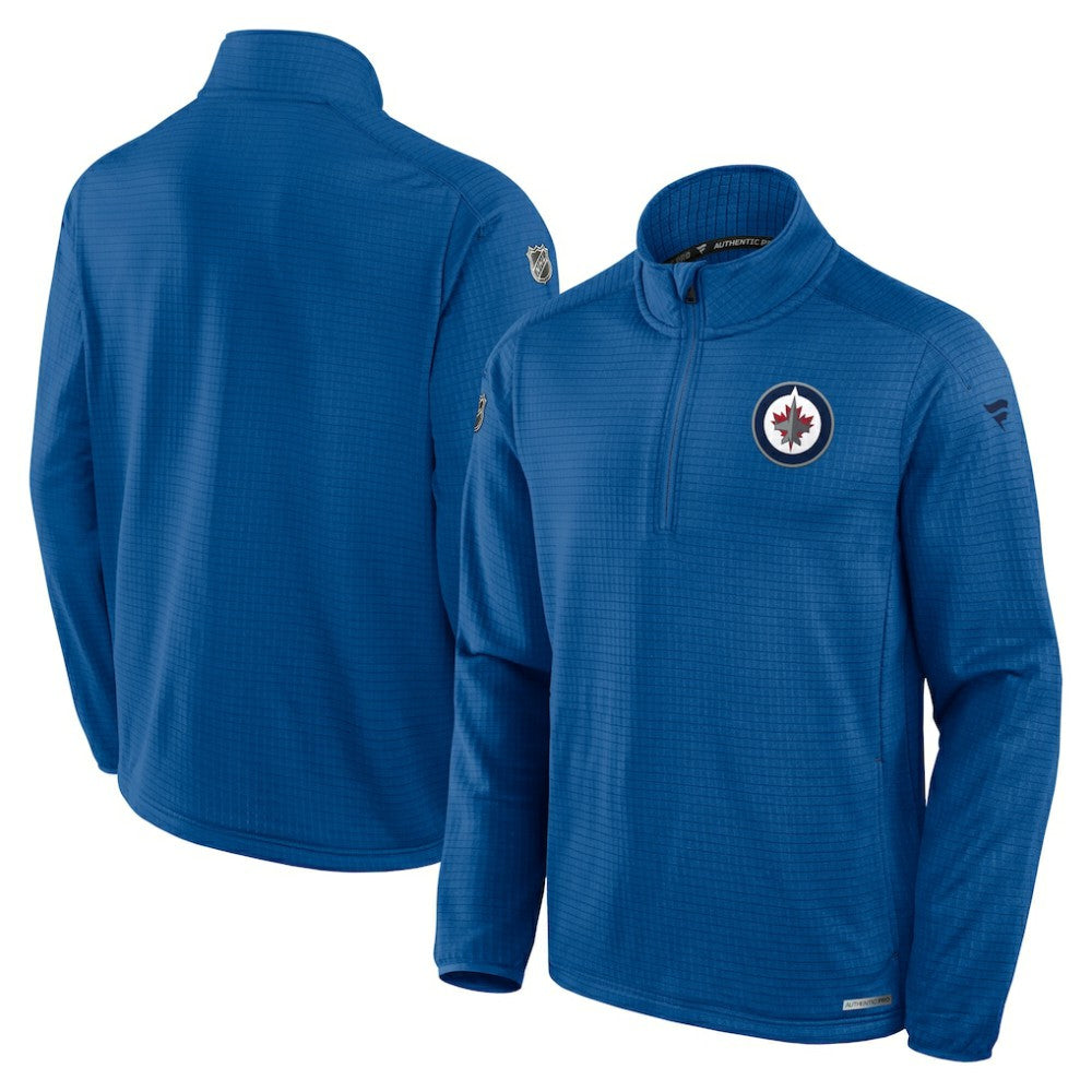 NHL Blue Winnipeg Jets Fanatics Authentic Pro Rink Quarter-Zip Jacket