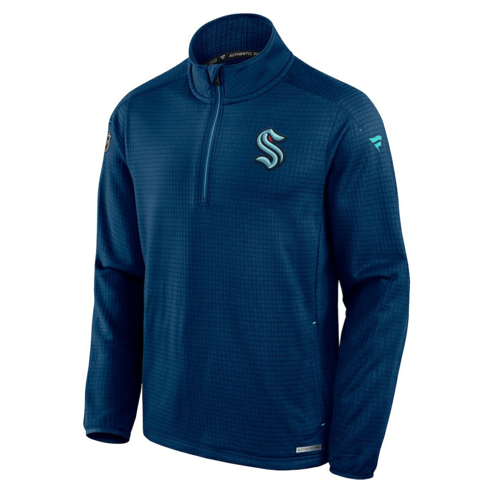 NHL Navy Seattle Kraken Fanatics Authentic Pro Rink Quarter-Zip Jacket
