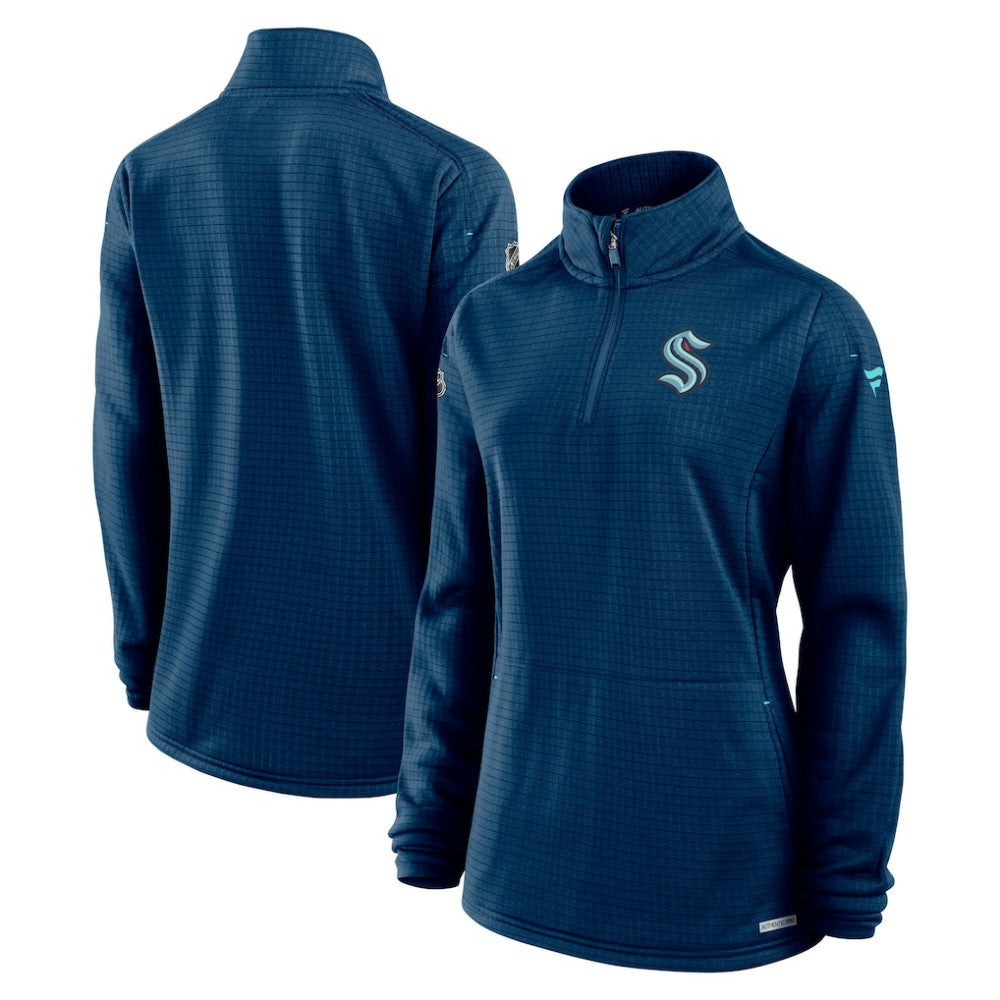 NHL Deep Sea Blue Seattle Kraken Fanatics Women's Authentic Pro Rink Lightweight Quarter-Zip Pullover Sweatshirt