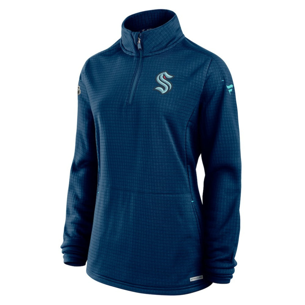 NHL Deep Sea Blue Seattle Kraken Fanatics Women's Authentic Pro Rink Lightweight Quarter-Zip Pullover Sweatshirt