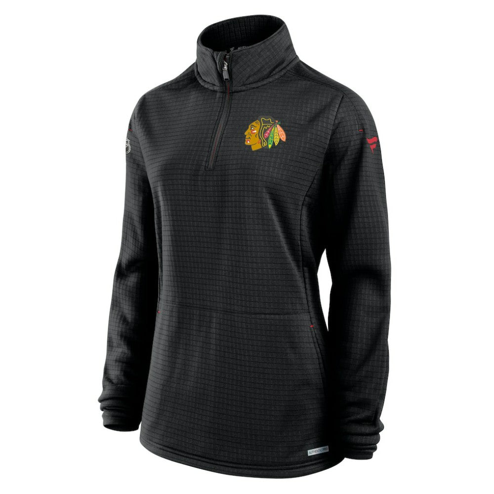 NHL Black Chicago Blackhawks Fanatics Women's Authentic Pro Rink Lightweight Quarter-Zip Pullover Sweatshirt