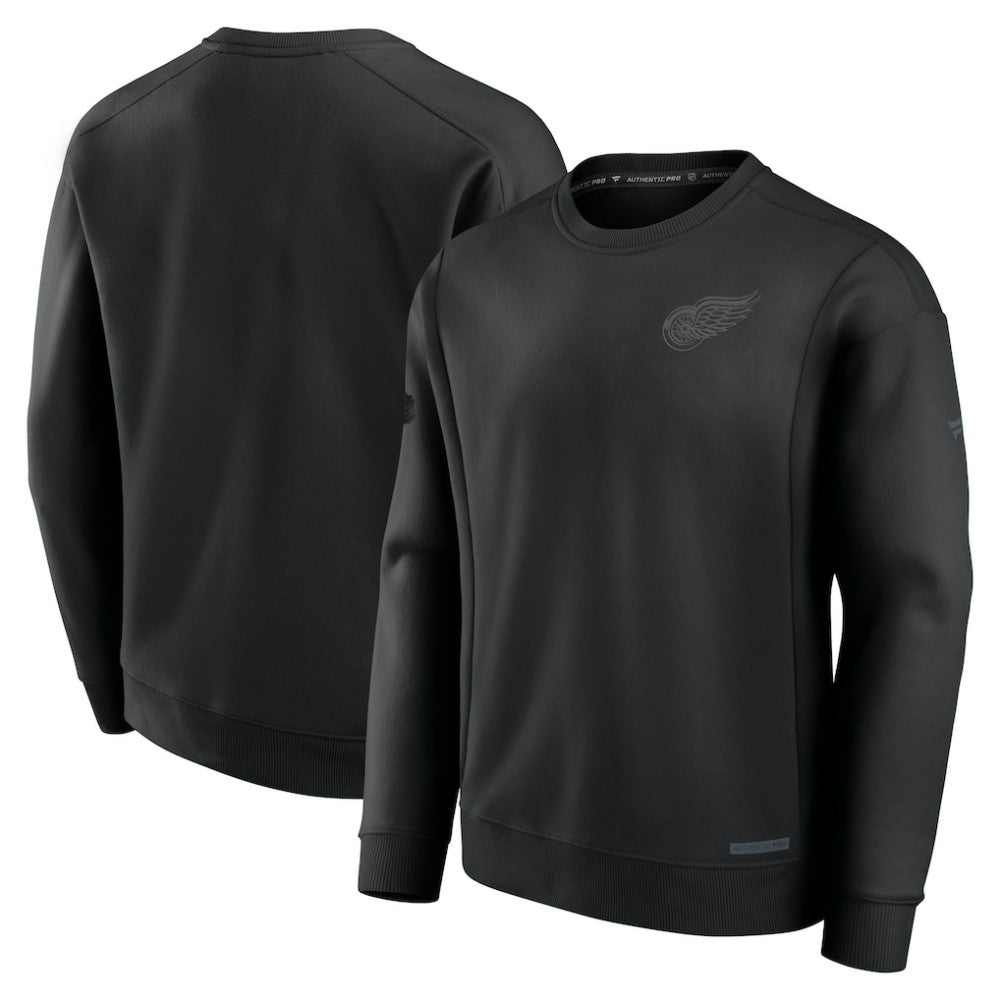 NHL Black Detroit Red Wings Fanatics Authentic Pro Road Fleece Pullover Sweatshirt