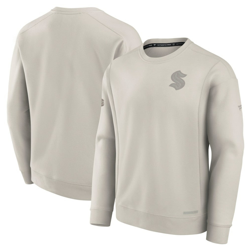 NHL Cream Seattle Kraken Fanatics Authentic Pro Road Fleece Pullover Sweatshirt
