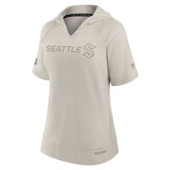 NHL Cream Seattle Kraken Fanatics Women's Authentic Pro Road Short Sleeve V-Neck Pullover Hoodie