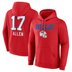 Josh Allen  Team Wordmark Player Name & Number Pullover Hoodie - Buffalo Bills