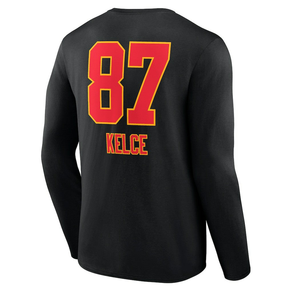 Travis Kelce  Team Wordmark Player Name & Number Long Sleeve T-Shirt - Kansas City Chiefs