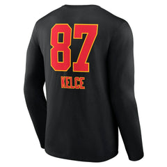 Travis Kelce  Team Wordmark Player Name & Number Long Sleeve T-Shirt - Kansas City Chiefs