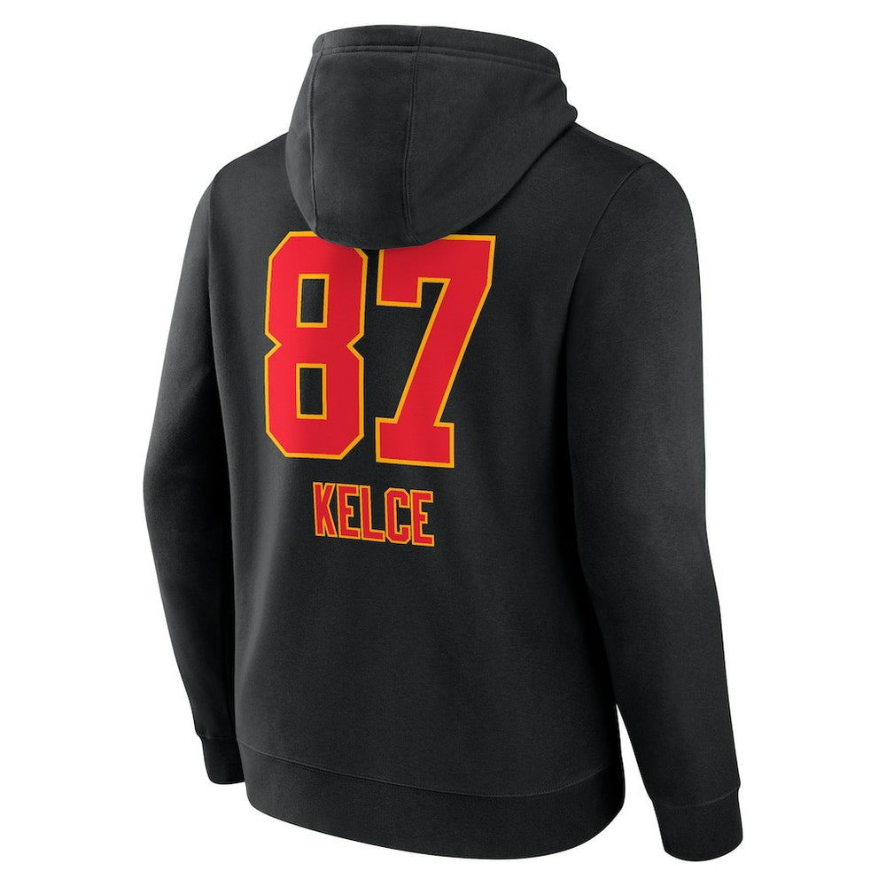Travis Kelce  Team Wordmark Player Name & Number Pullover Hoodie - Kansas City Chiefs