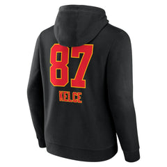 Travis Kelce  Team Wordmark Player Name & Number Pullover Hoodie - Kansas City Chiefs