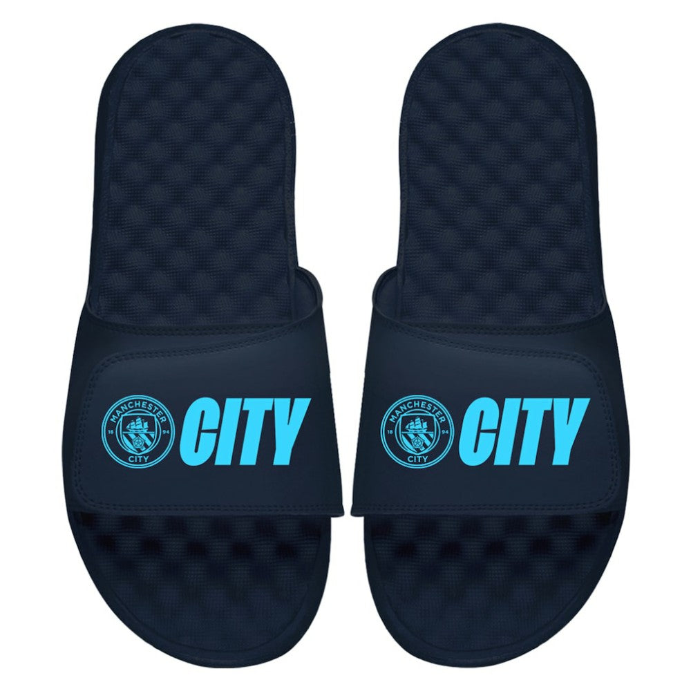 Manchester City ISlide Youth City Logo Slide Sandals -  Navy