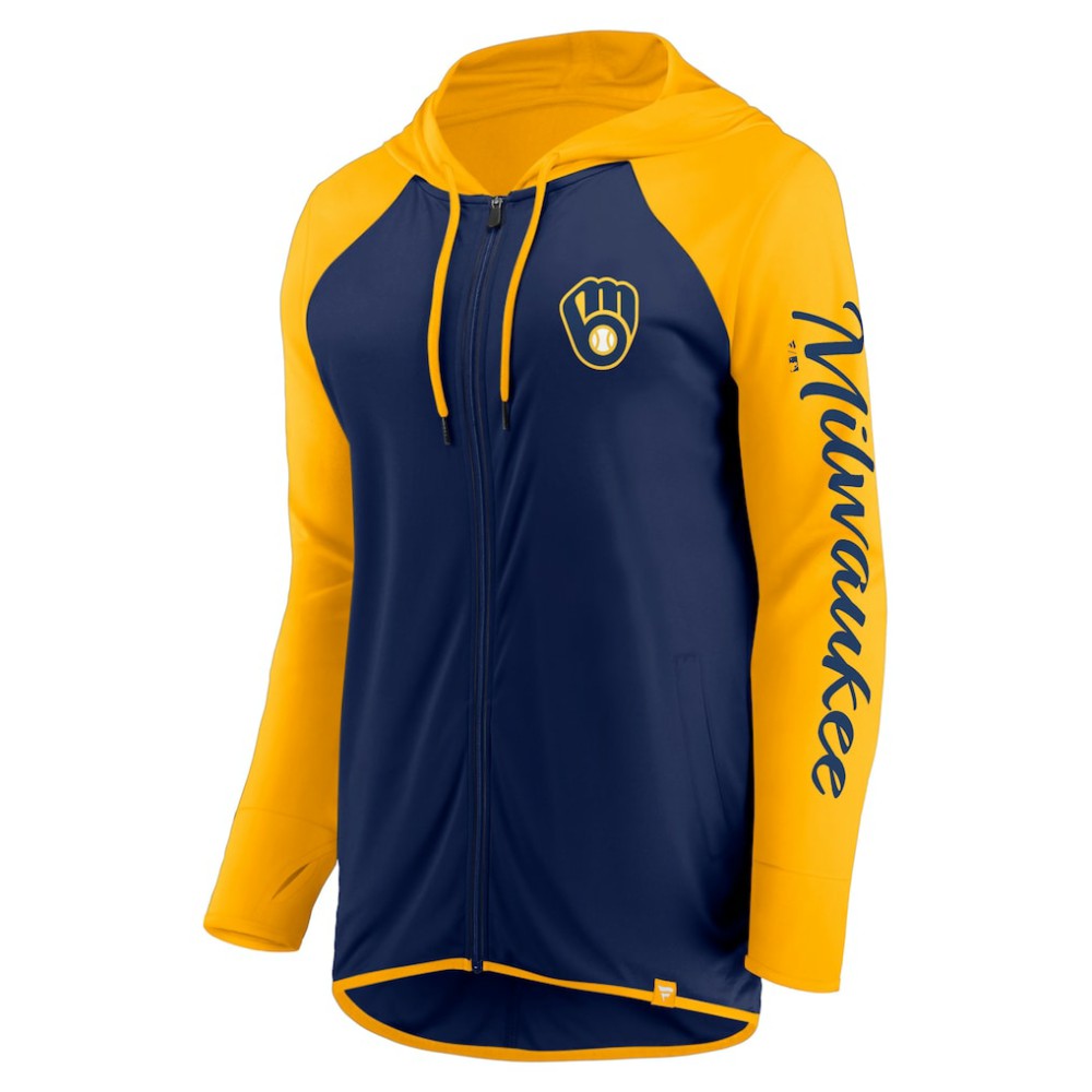 MLB Milwaukee Brewers Fanatics Women's Script Sleeve Full-Zip Hoodie