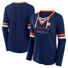MLB Houston Astros Fanatics Women's Won & Done Raglan Lace-Up Long Sleeve T-Shirt