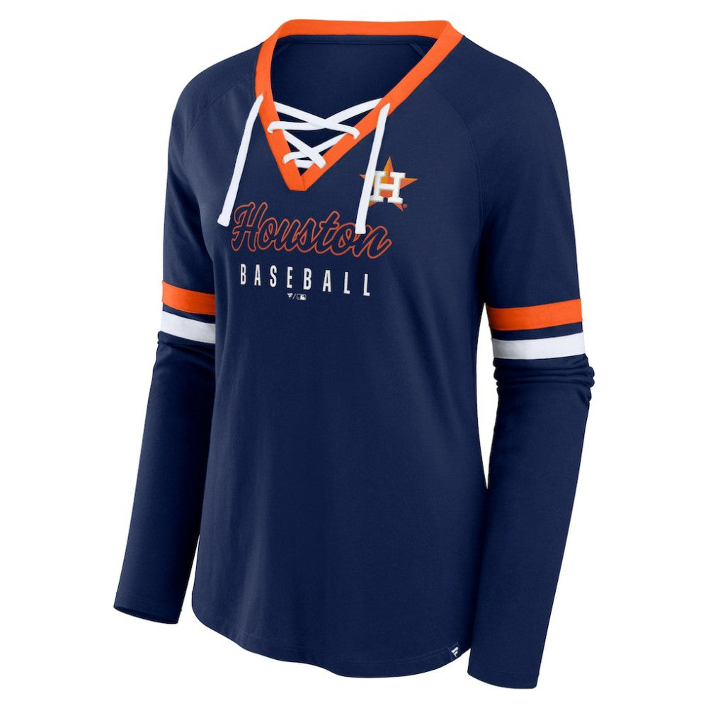 MLB Houston Astros Fanatics Women's Won & Done Raglan Lace-Up Long Sleeve T-Shirt