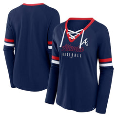 MLB Atlanta Braves Fanatics Women's Won & Done Raglan Lace-Up Long Sleeve T-Shirt