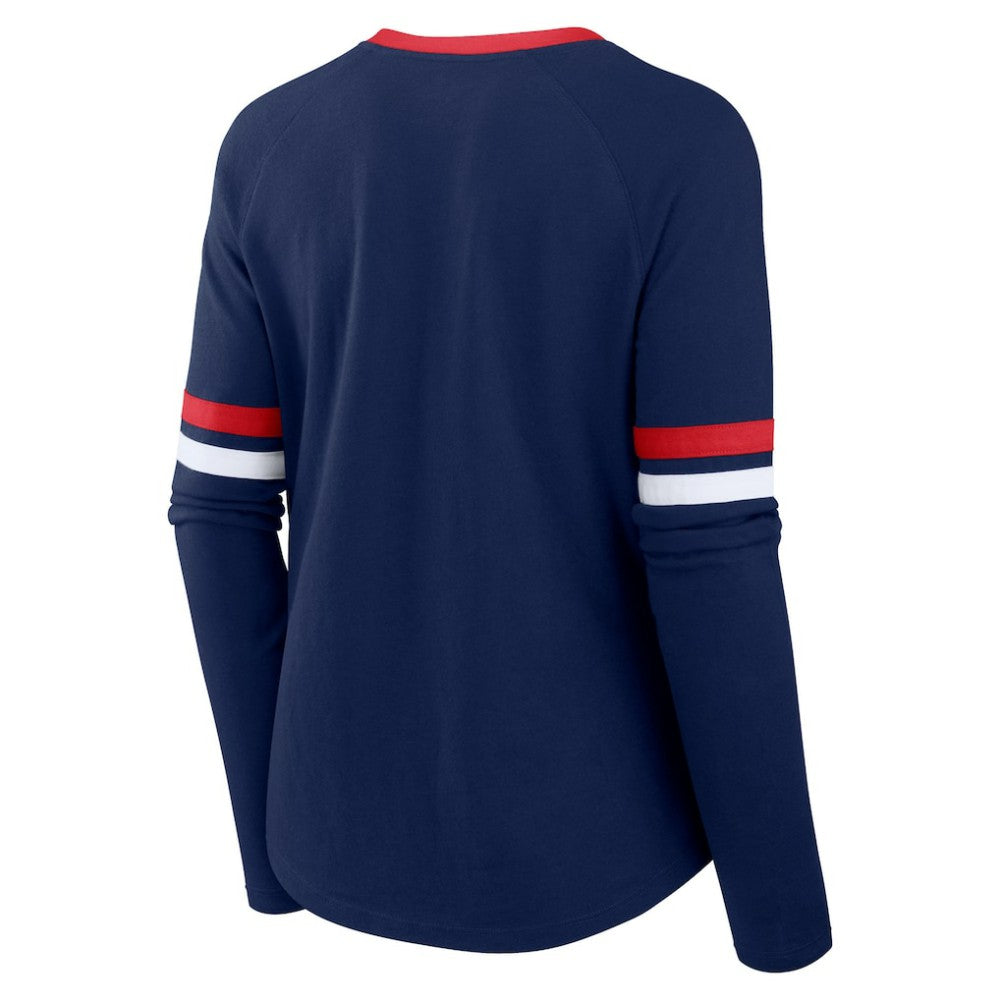 MLB Atlanta Braves Fanatics Women's Won & Done Raglan Lace-Up Long Sleeve T-Shirt