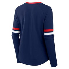 MLB Atlanta Braves Fanatics Women's Won & Done Raglan Lace-Up Long Sleeve T-Shirt