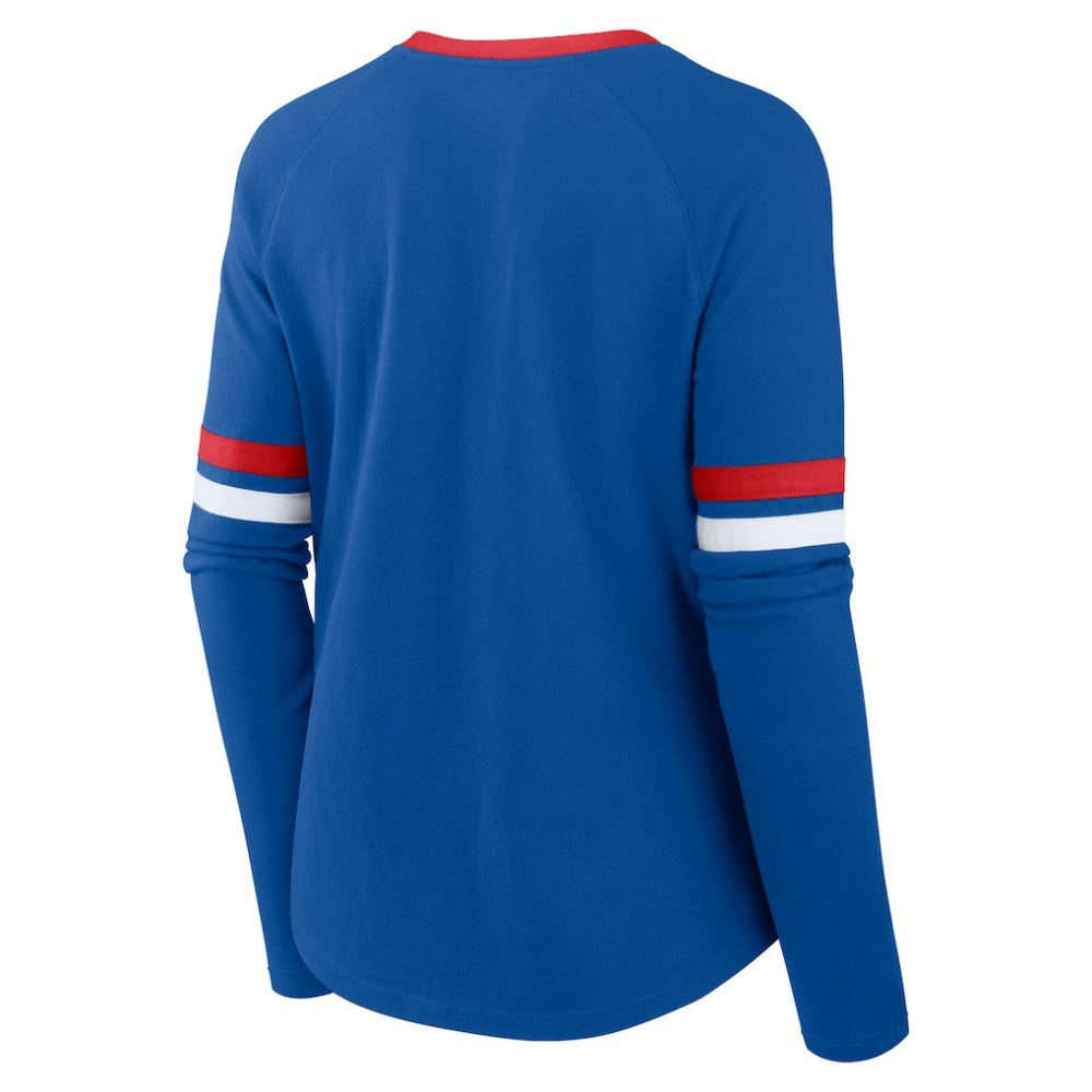 MLB Chicago Cubs Fanatics Women's Won & Done Raglan Lace-Up Long Sleeve T-Shirt