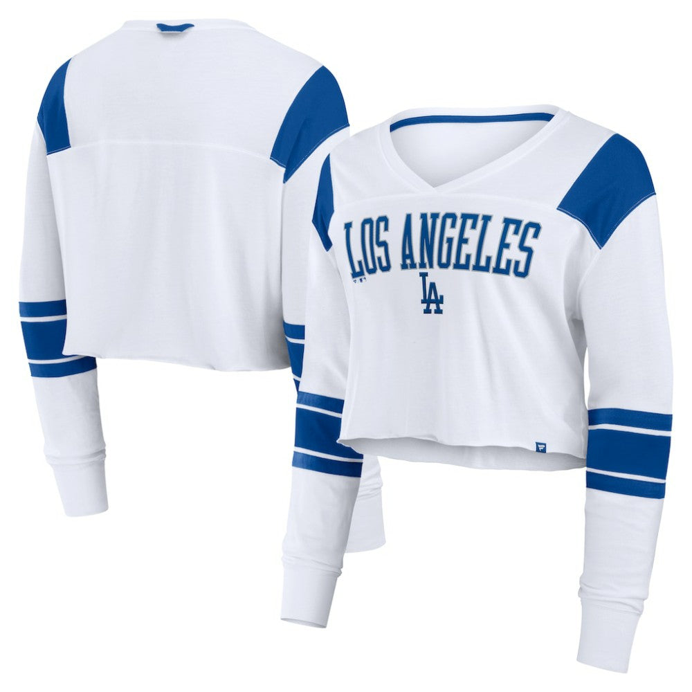 MLB Los Angeles Dodgers Fanatics Women's Stretch Cropped Fashion Long Sleeve T-Shirt