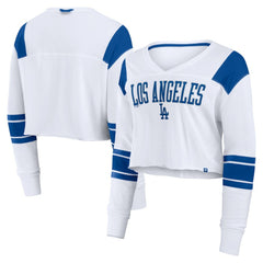 MLB Los Angeles Dodgers Fanatics Women's Stretch Cropped Fashion Long Sleeve T-Shirt