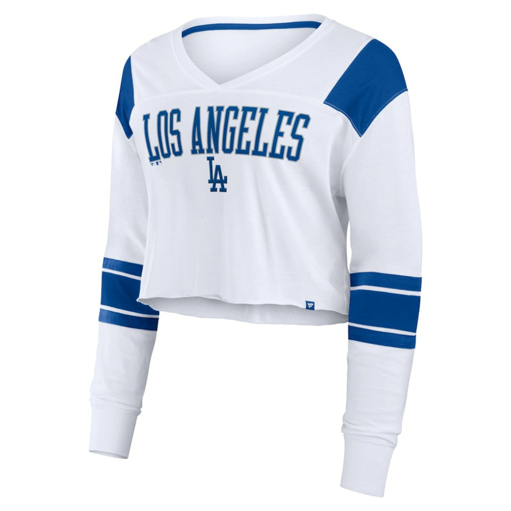MLB Los Angeles Dodgers Fanatics Women's Stretch Cropped Fashion Long Sleeve T-Shirt