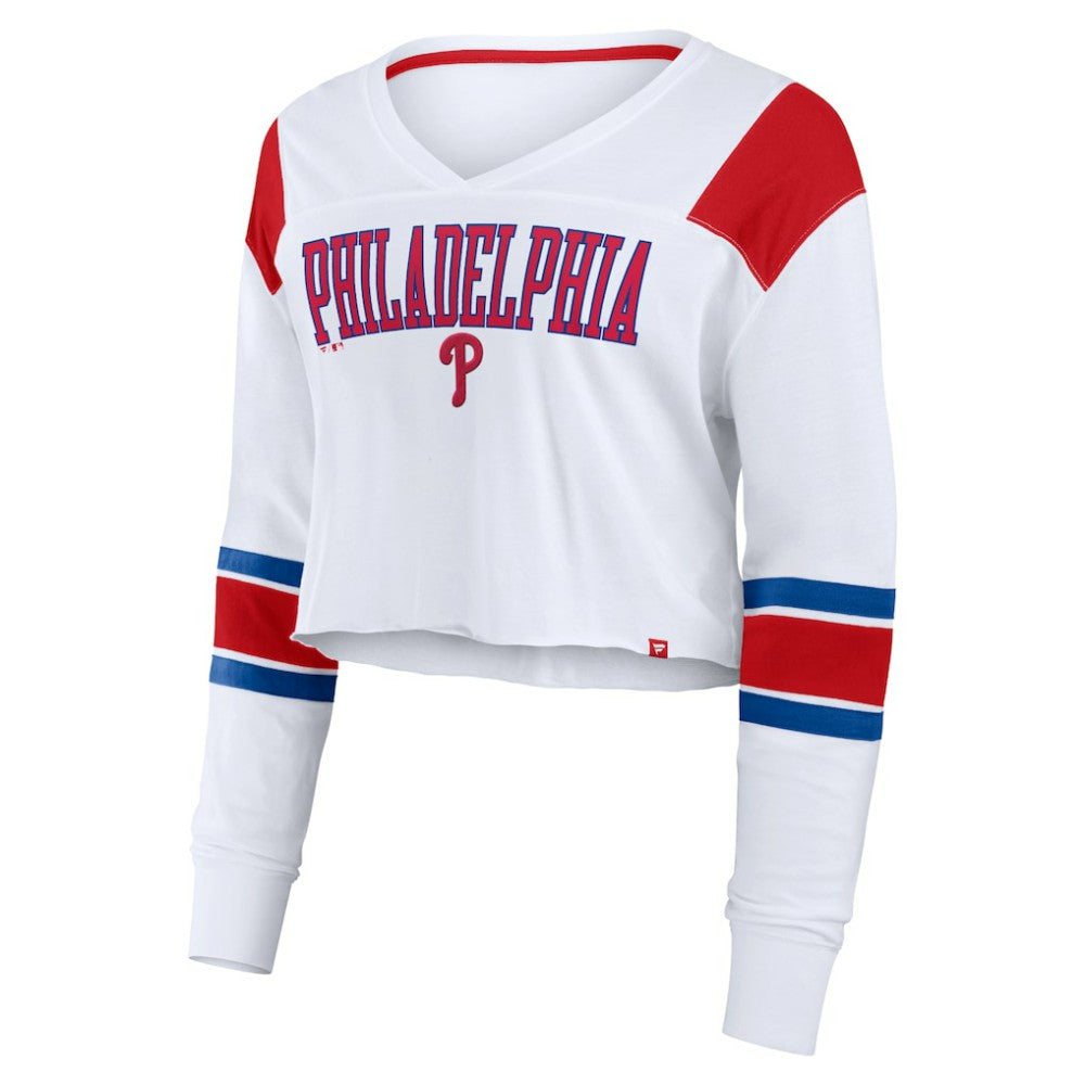 MLB Philadelphia Phillies Fanatics Women's Stretch Cropped Fashion Long Sleeve T-Shirt