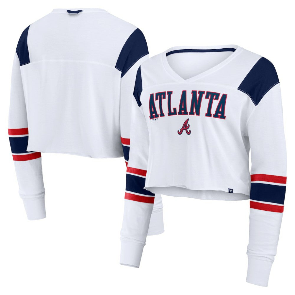 MLB Atlanta Braves Fanatics Women's Stretch Cropped Fashion Long Sleeve T-Shirt
