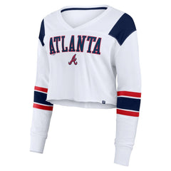 MLB Atlanta Braves Fanatics Women's Stretch Cropped Fashion Long Sleeve T-Shirt