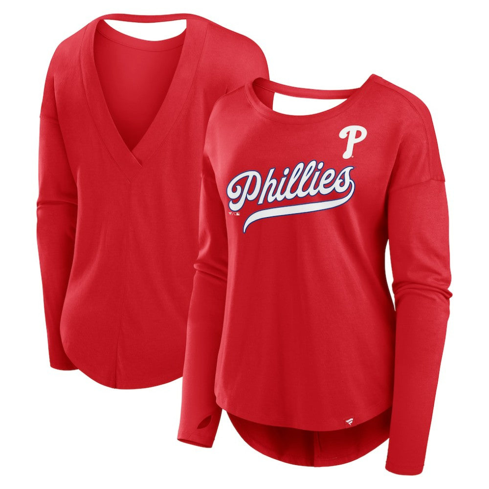 MLB Philadelphia Phillies Fanatics Women's Core Boat Neck Long Sleeve T-Shirt