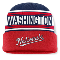 MLB Washington Nationals Fanatics Fundamental Team Stripe Cuffed Knit Hat