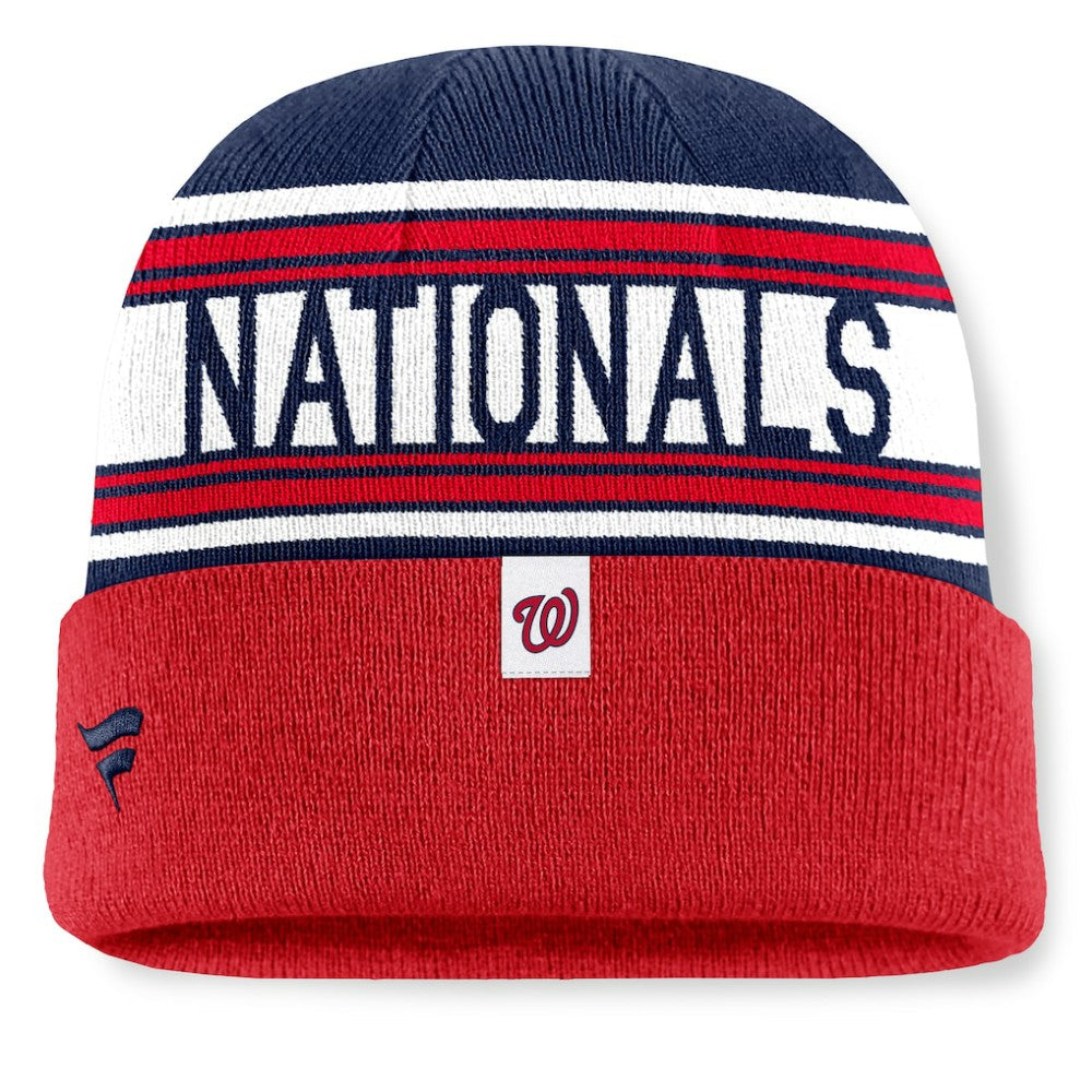 MLB Washington Nationals Fanatics Fundamental Team Stripe Cuffed Knit Hat