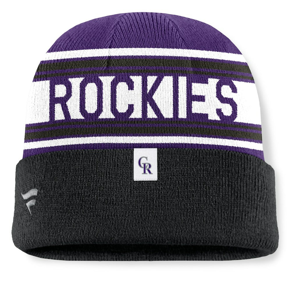 MLB Colorado Rockies Fanatics Fundamental Team Stripe Cuffed Knit Hat