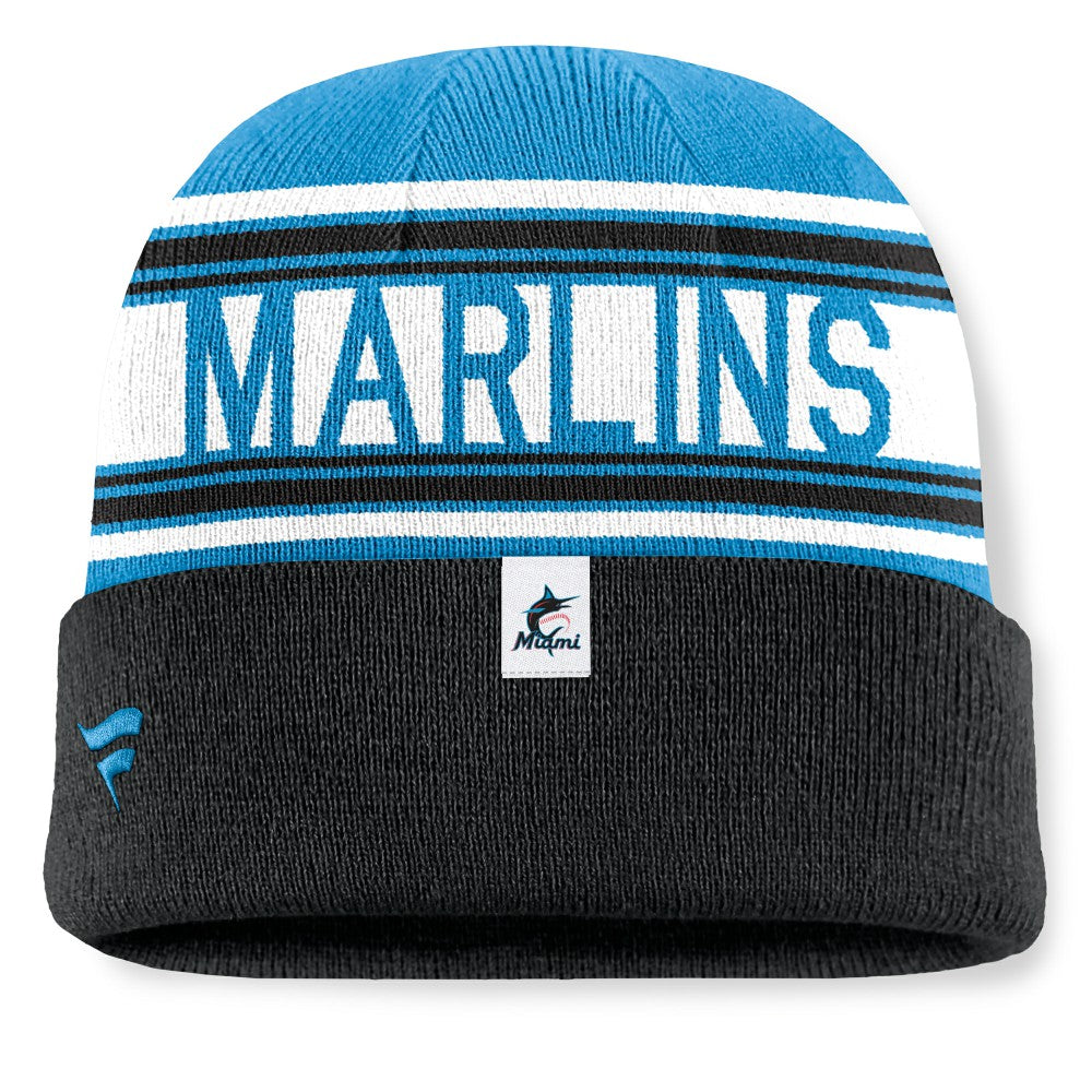 MLB Miami Marlins Fanatics Fundamental Team Stripe Cuffed Knit Hat