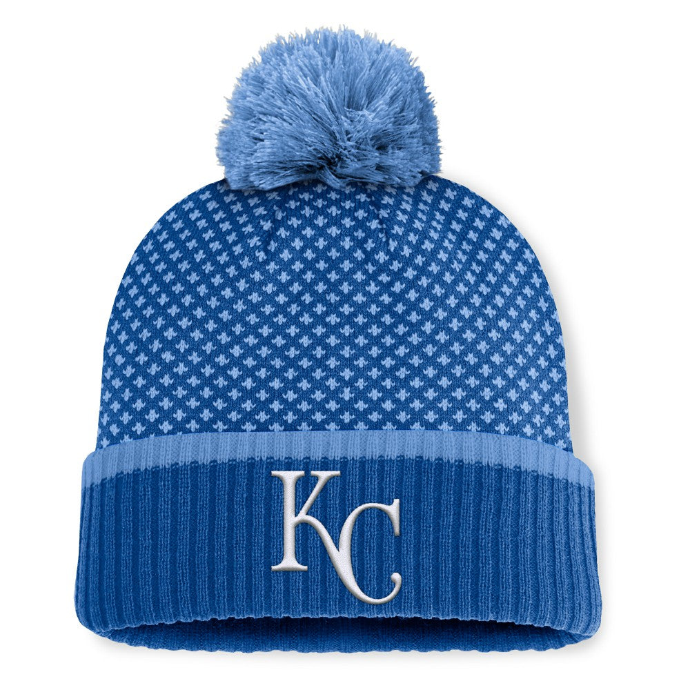 MLB Kansas City Royals Fanatics Women's Fundamental Jacquard Cuffed Knit Hat with Pom