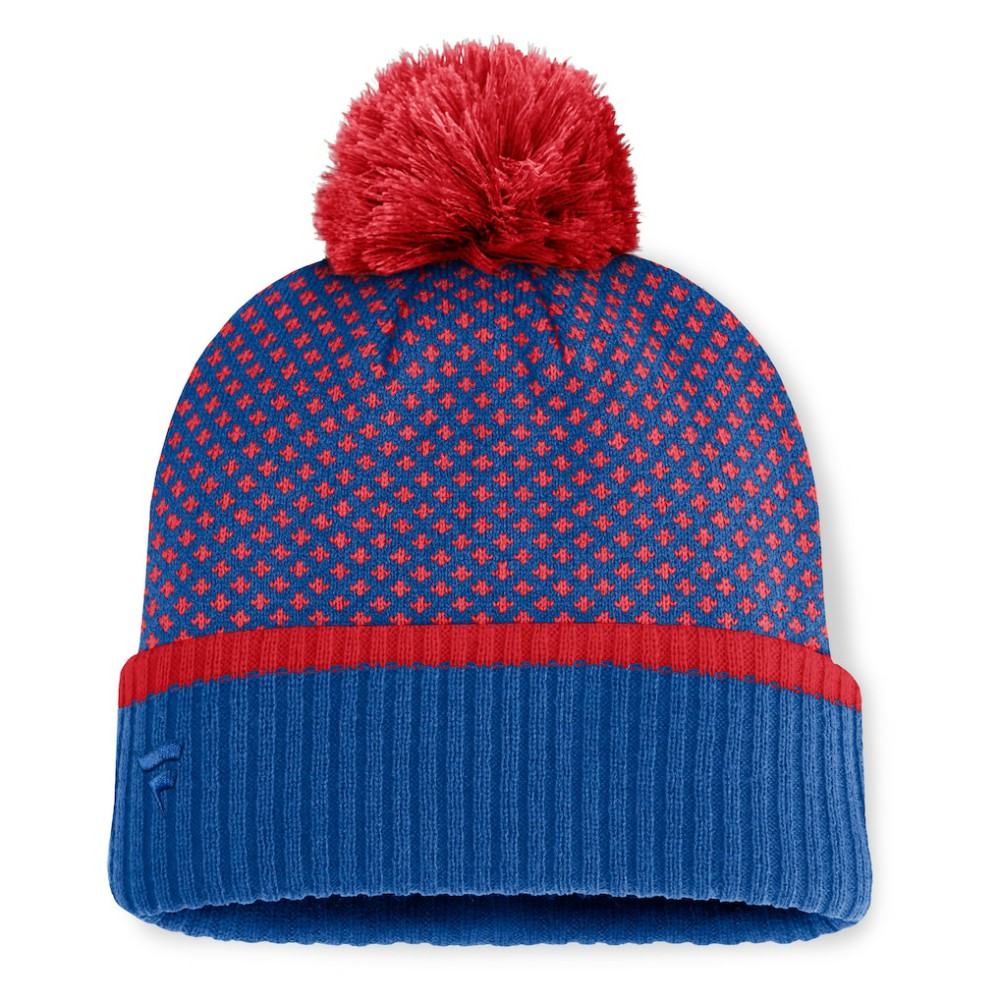 MLB Chicago Cubs Fanatics Women's Fundamental Jacquard Cuffed Knit Hat with Pom