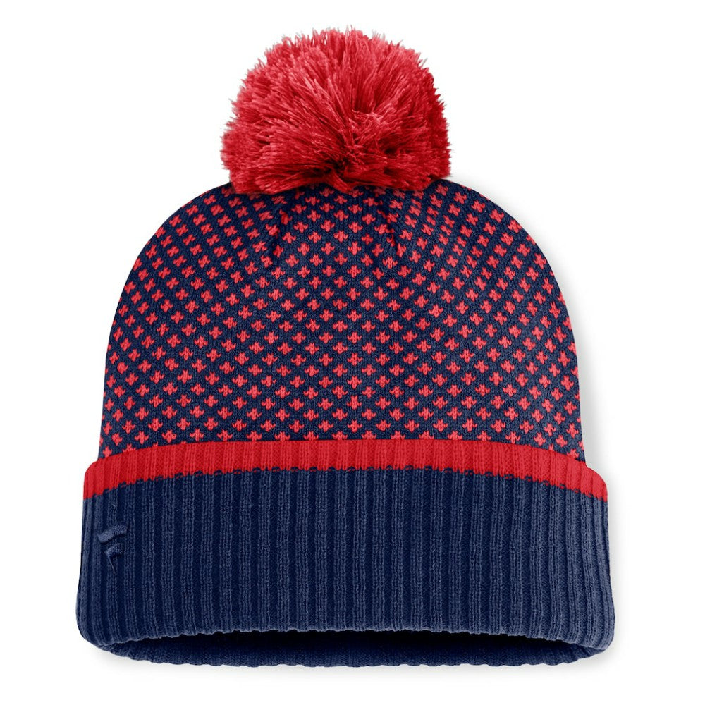 MLB Boston Red Sox Fanatics Women's Fundamental Jacquard Cuffed Knit Hat with Pom