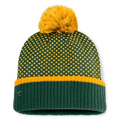 MLB Athletics Fanatics Women's Fundamental Jacquard Cuffed Knit Hat with Pom
