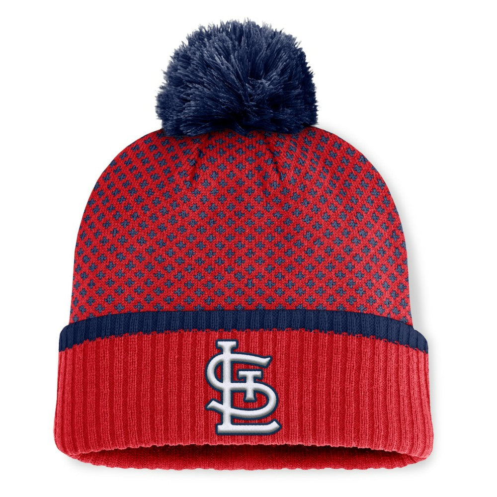MLB St. Louis Cardinals Fanatics Women's Fundamental Jacquard Cuffed Knit Hat with Pom