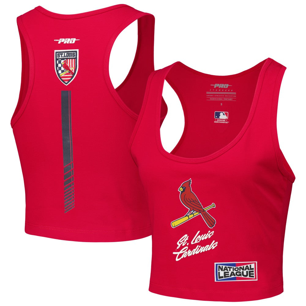 MLB St. Louis Cardinals Pro Standard Women's Fast Lane Fitted Tri-Blend Cropped Tank Top