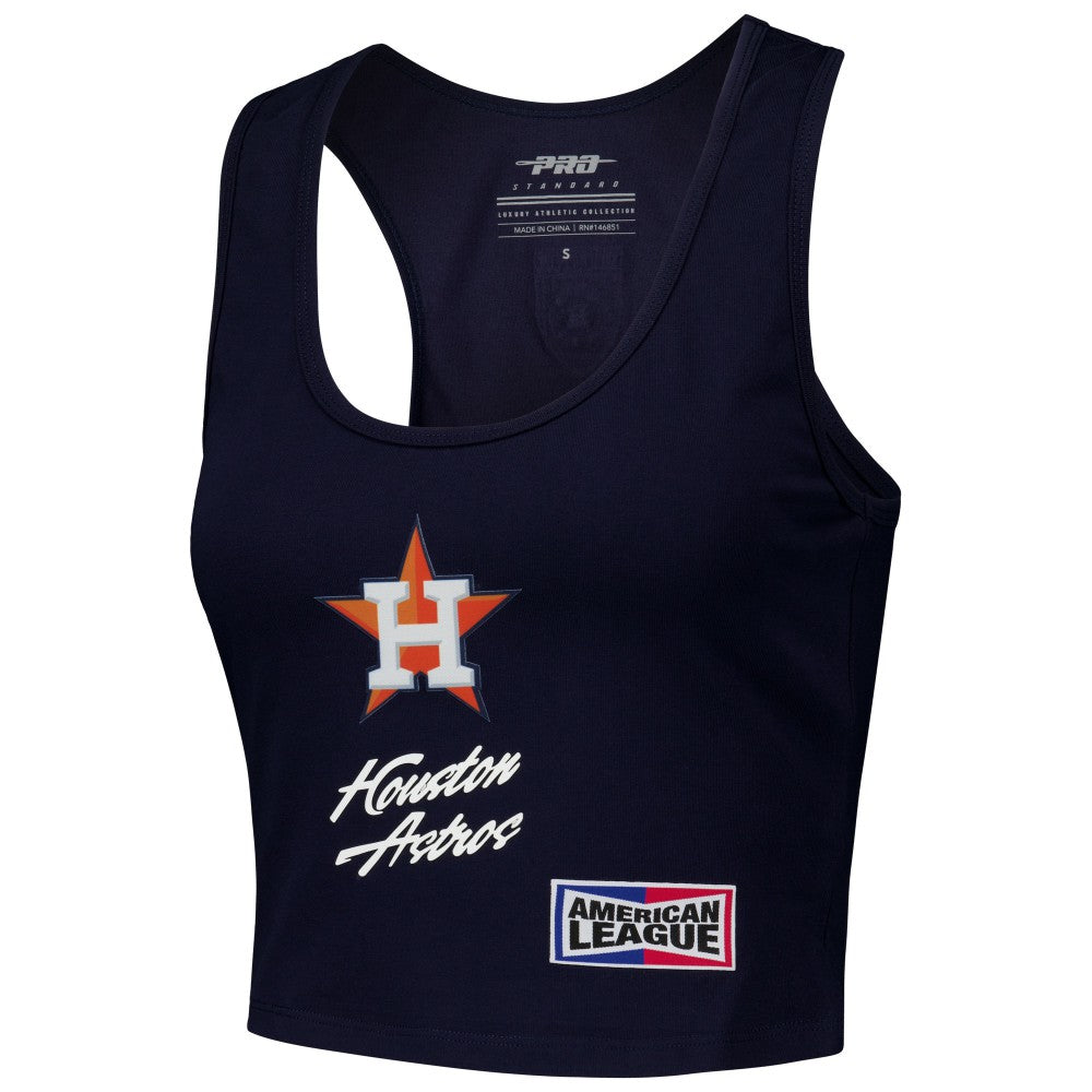 MLB Houston Astros Pro Standard Women's Fast Lane Fitted Tri-Blend Cropped Tank Top