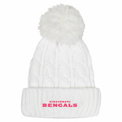 Girls Youth Cable Cuffed Knit Hat with Pom - Cincinnati Bengals