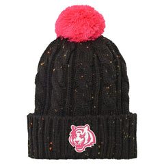 Girls Youth Nep Yarn Cuffed Knit Hat with Pom - Cincinnati Bengals