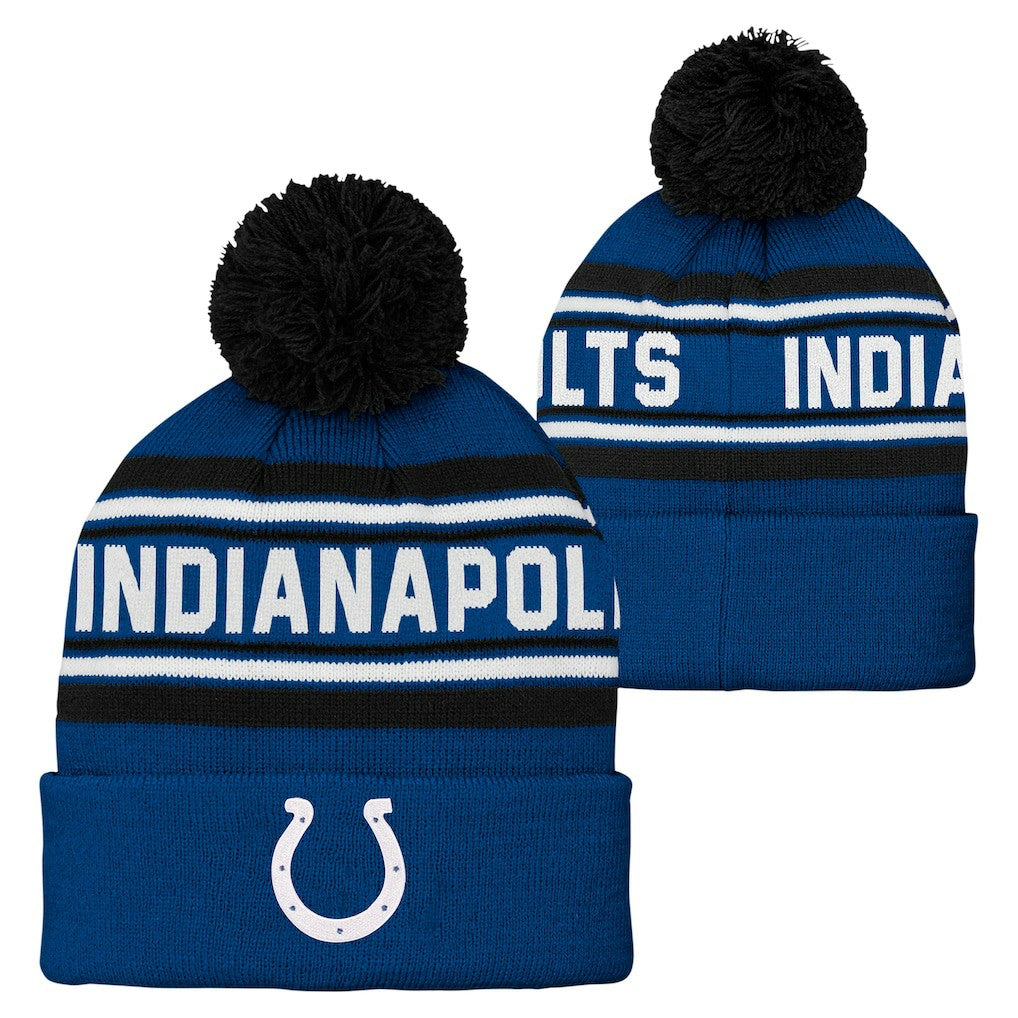 Preschool Jacquard Cuffed Knit Hat with Pom - Indianapolis Colts