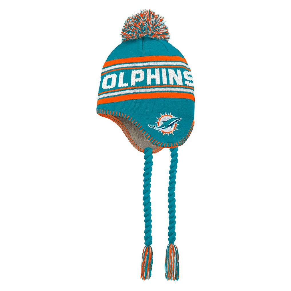 Preschool Jacquard Tassel Knit Hat with Pom - Miami Dolphins