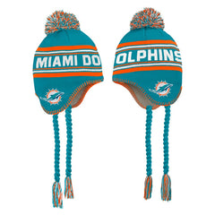 Preschool Jacquard Tassel Knit Hat with Pom - Miami Dolphins