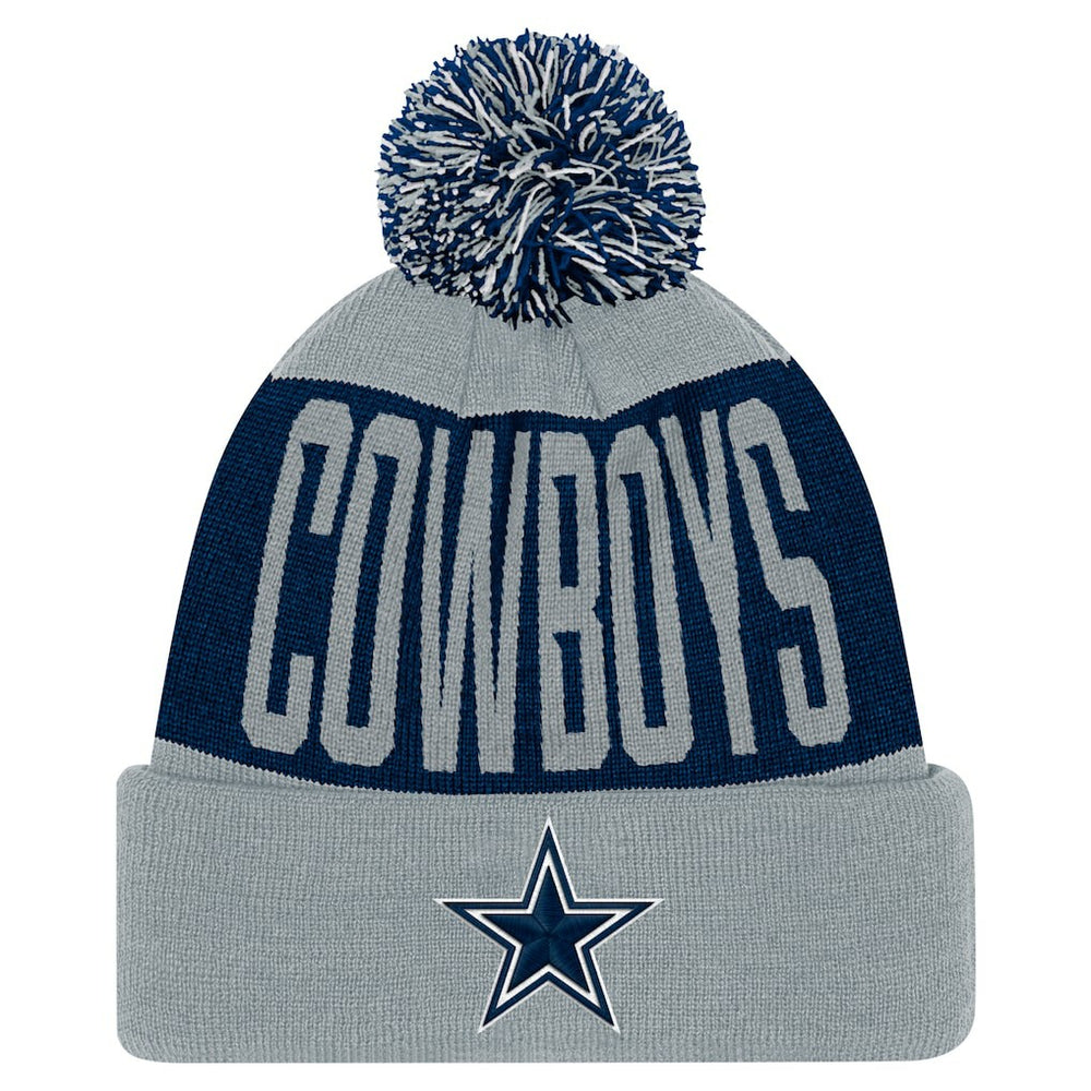 Youth Bevel Cuffed Knit Hat with Pom - Dallas Cowboys