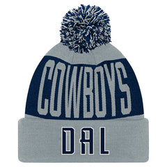 Youth Bevel Cuffed Knit Hat with Pom - Dallas Cowboys