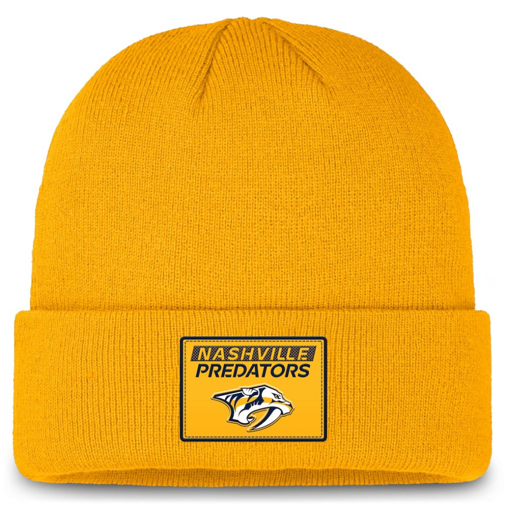 NHL Gold Nashville Predators Fanatics Authentic Pro Cuffed Knit Hat
