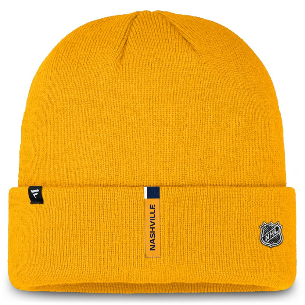 NHL Gold Nashville Predators Fanatics Authentic Pro Cuffed Knit Hat